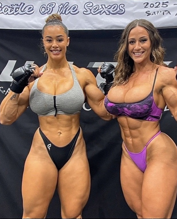 Woman beats a man, then busts his balls.